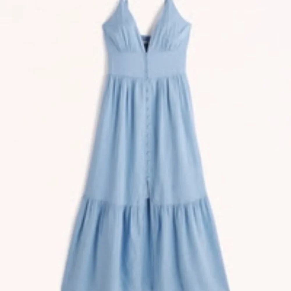 Abercrombie & Fitch Light Blue Button-Front Maxi Dress
